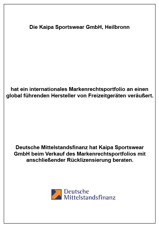 Deutsche Mittelstandsfinanz Tombstone Kaipa Sportswear
