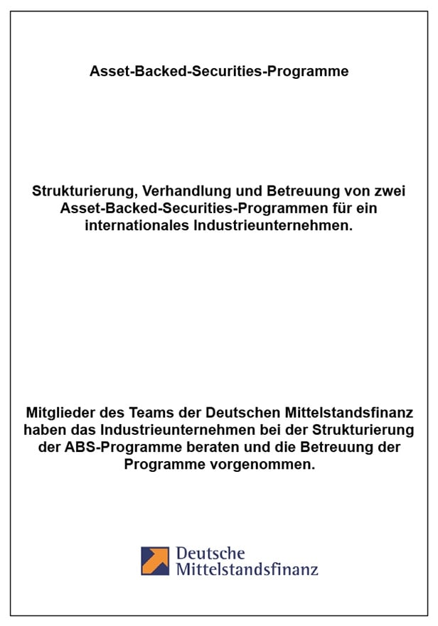 Referenz Industriekonzern ABS-Beratung Deutsche Mittelstandsfinanz DMFIN