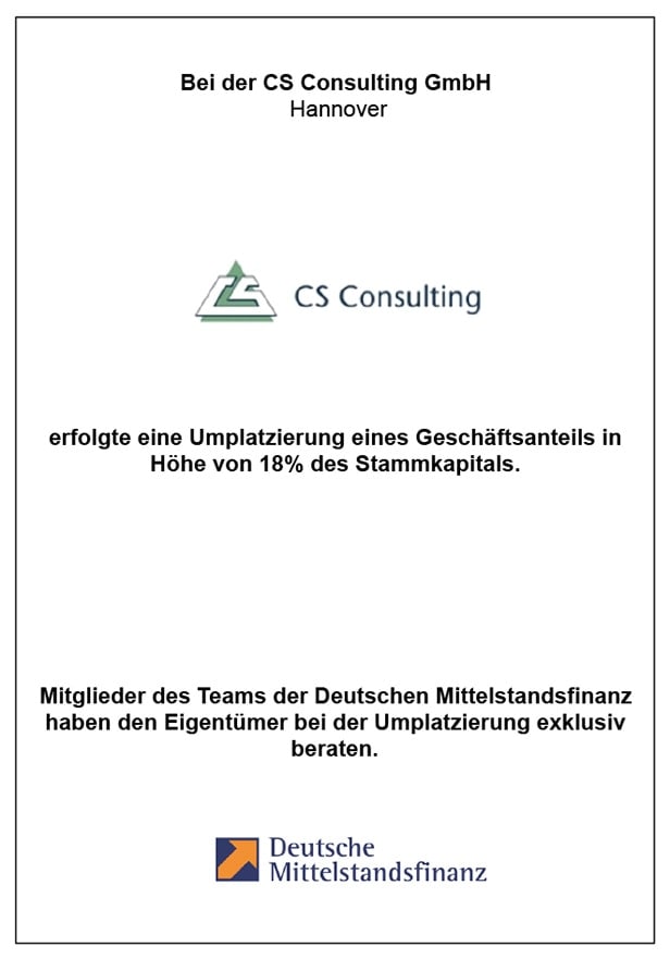 Referenz CS Consulting GmbH Beratung Deutsche Mittelstandsfinanz DMFIN