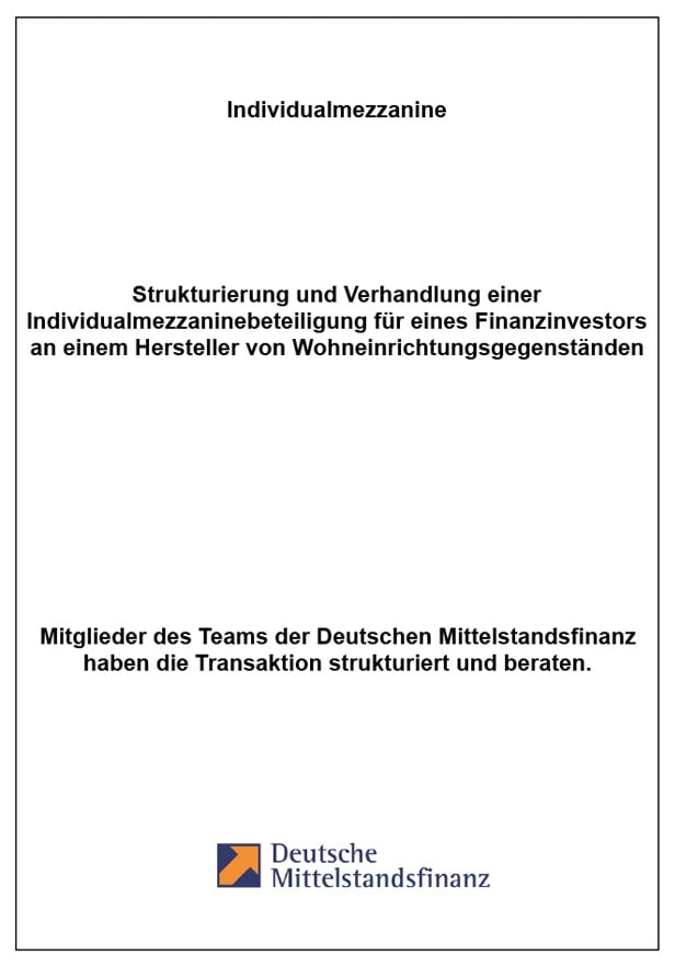 Referenz Finanzinvestor Transaktionsberatung Deutsche Mittelstandsfinanz DMFIN