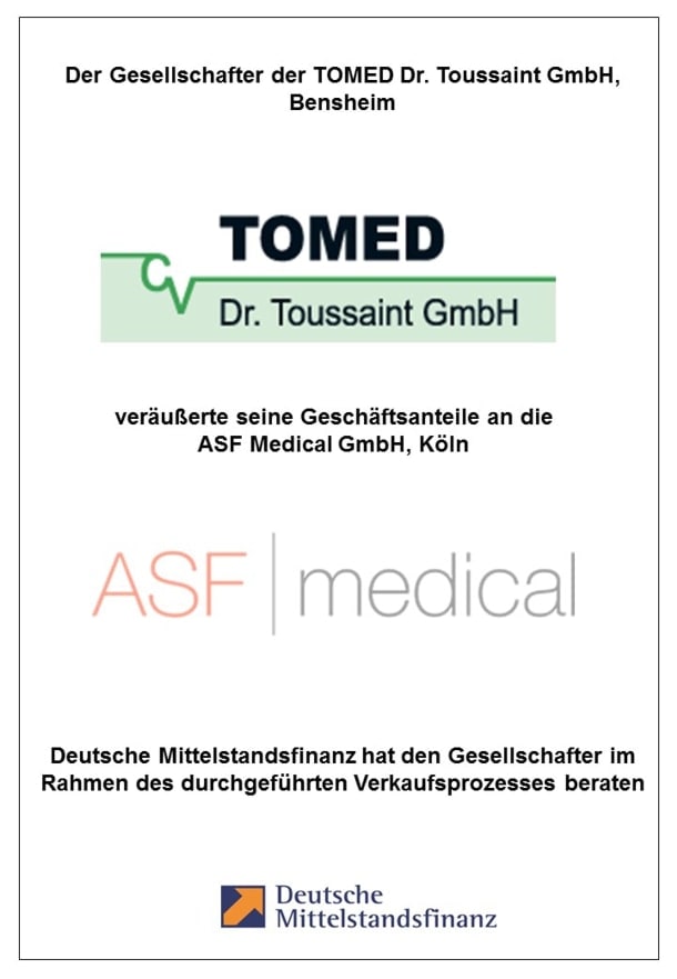 Referenz Tomed Dr. Toussaint GmbH Verkaufsprozess Deutsche Mittelstandsfinanz DMFIN
